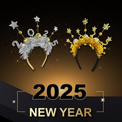 2025 Nový rok Dospělí Dospívající Čelenka Flitry Písmeno Vlasová obruč Karnevaly Párty Pokrývka hlavy Vánoční Párty Rekvizity