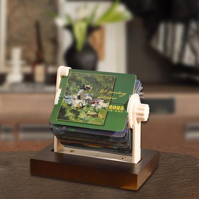 Desk Calendar Compact Cute Monthly Little Hand Cranked for Living Room Countertop