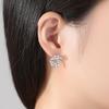 Jinse Elegant Leaf Zircon Earrings - Women's Korean Fashion Studs