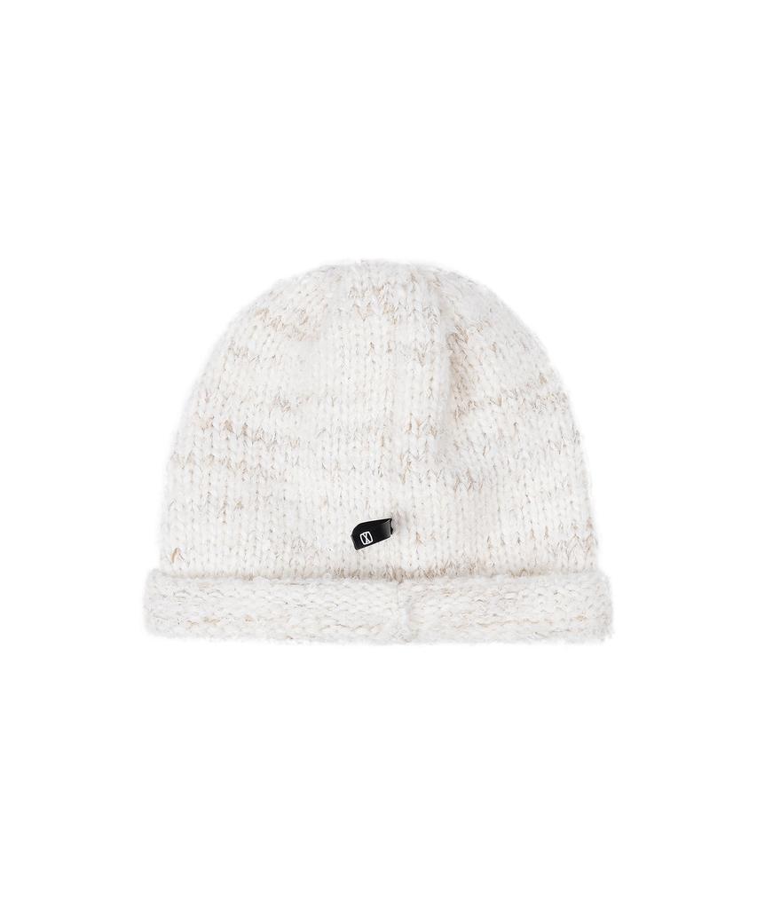 Bajal Va Square Long Label Roll-Up Beanie Cream