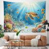 Blue Ocean Sea Turtle Tapestry Coastal Under the Sea Tropical Fish Coral Wall Tapestry for Bedroom Underwater World Sea Life