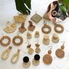 Ear Studs Wood Beaded Drop Dangle Earrings Rattan Earring Retro Ear Hook Jewelry
