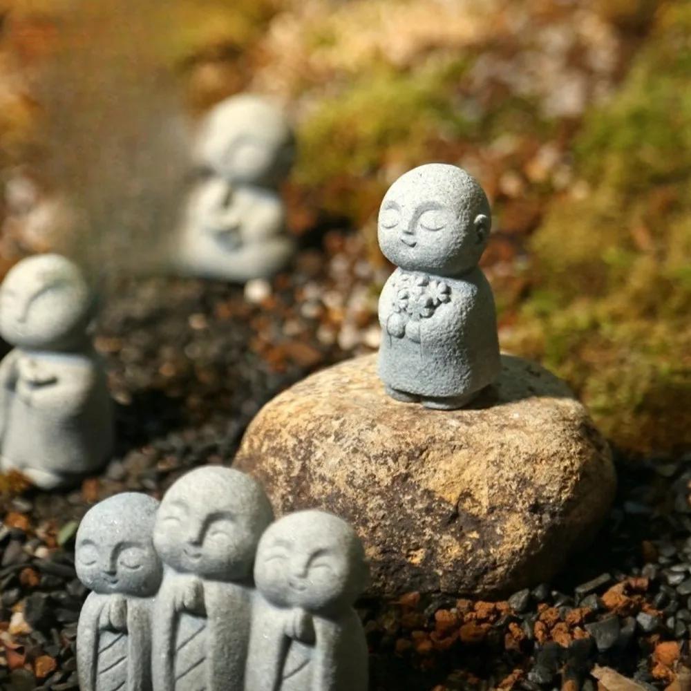 Statues de Bouddha Mignonnes Petites Sculptures de Bouddha Jizo Figurines Zen Ornements de Jardin Bouddhas Jizo Mini Statue de Bouddha Japonais