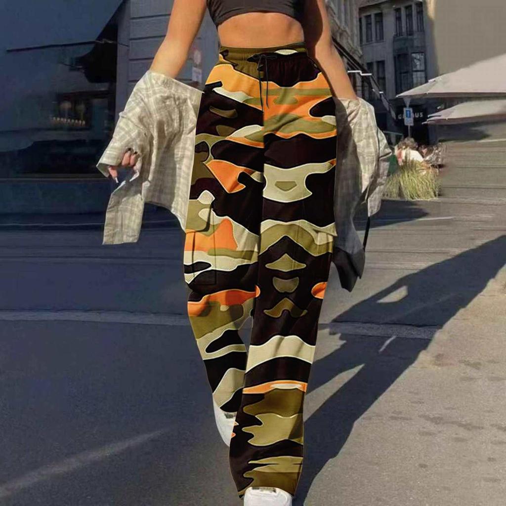 Trendy Uformell Streetwear for kvinner Baggy Cargo-bukser med lommer Bukser med brede ben Løse kjeledresser Lange bukser