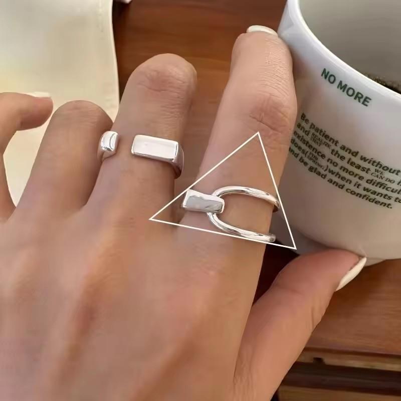 Sterling Silver Trend Arched Wide Ring For Female Geometry Punk Design Jewelry Asymmetric Gift Dropshipping