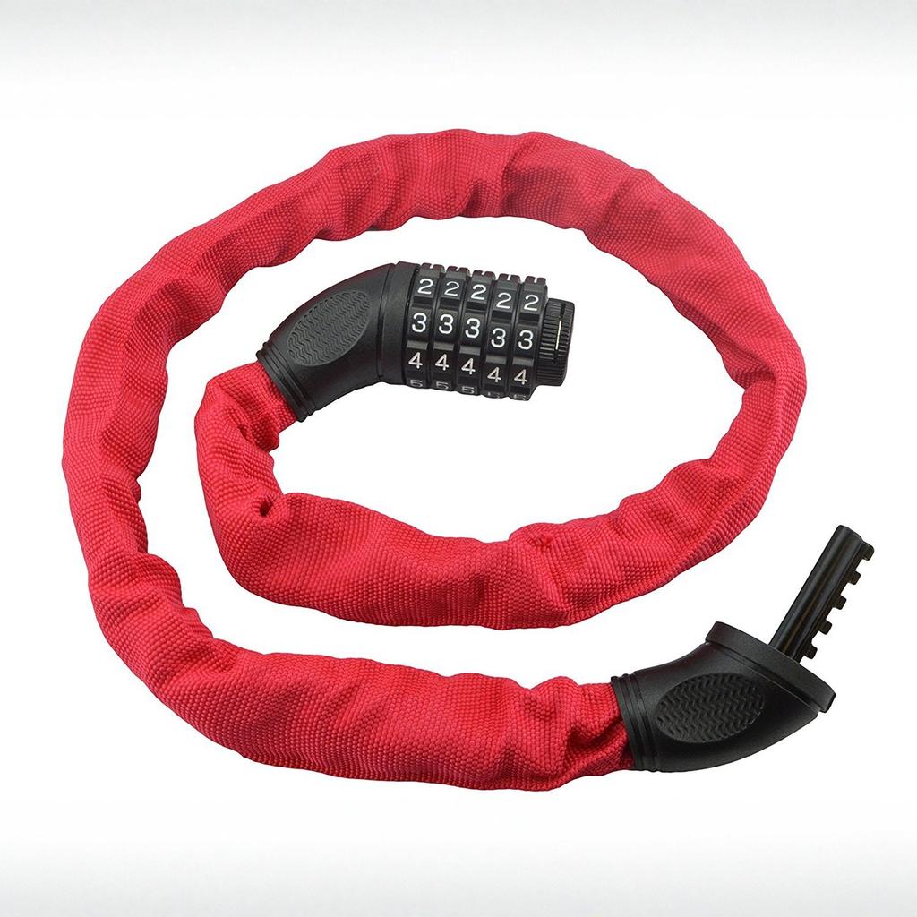cable lock,  lock heavy duty anti-theft, thickened chain and 5 digit combination, keyless, high strength alloy, b