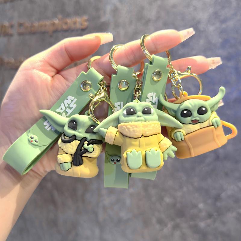 Disney Cartoon Cute Baby Yoda Keychain Mandalorian Character Model Yoda Master Keychain PVC Gift