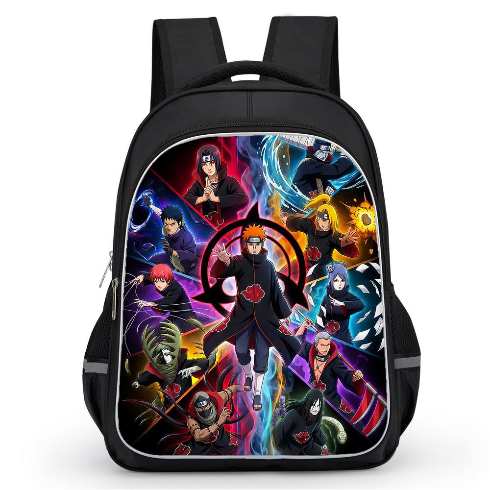 NARUTO Anime Student Backpack Mochila, Dual Zipper Pockets, Durable Lightweight 16-inch Kids Backpack for Boys & Girls Ages 5-10
