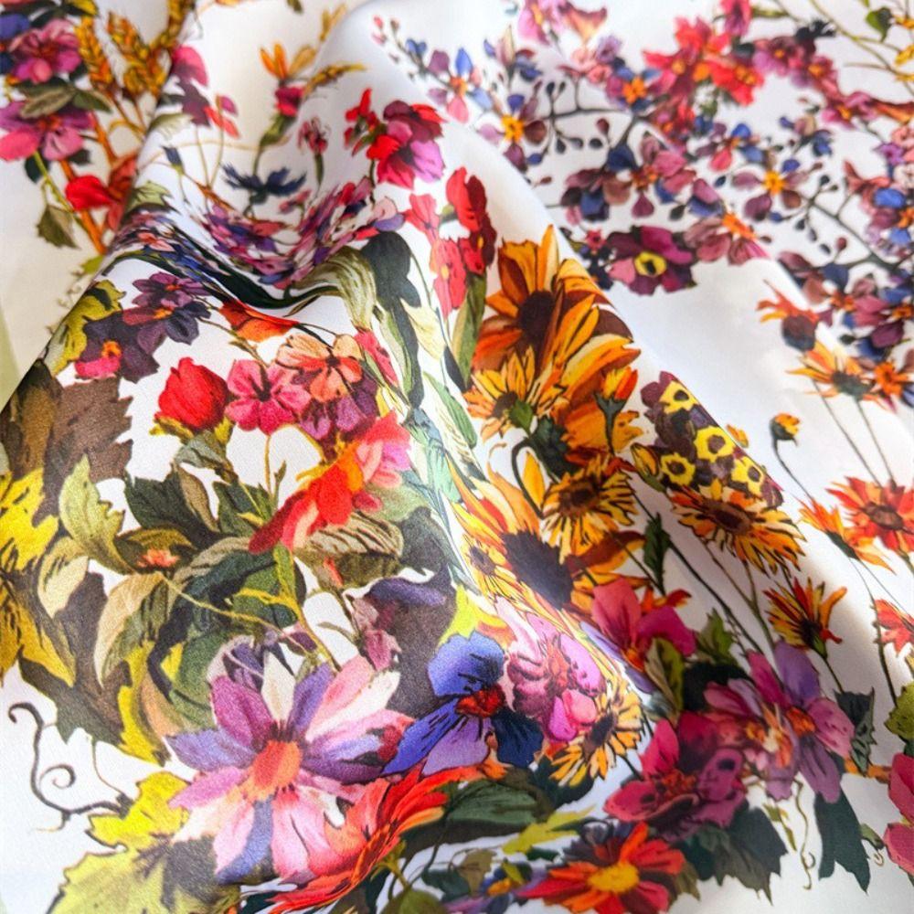 Square Shape Floral Print Scarf Silk Material Hijab Scarf Silk Square Scarf Fashion Decorate