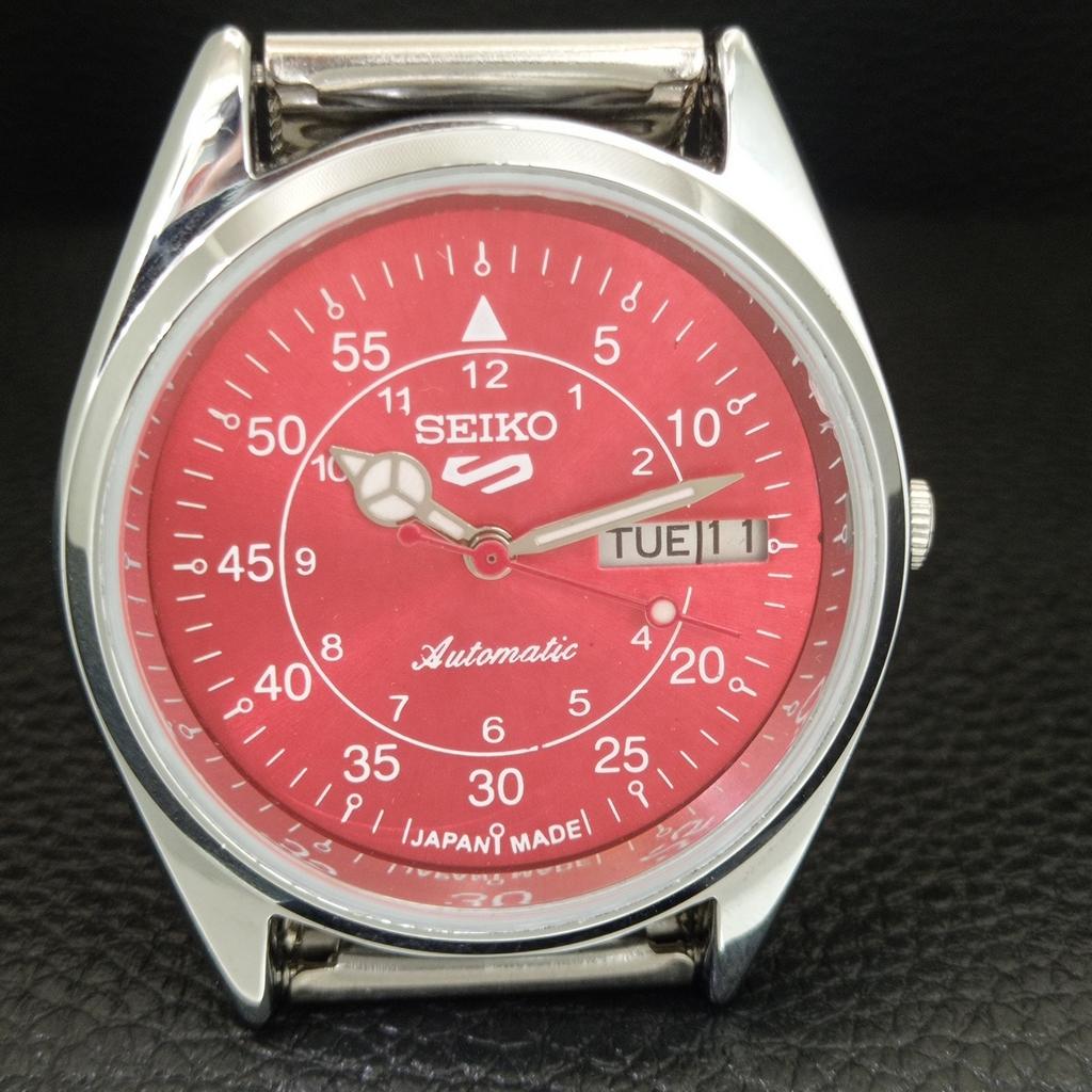 VINTAGE REFURBISHED SEIKO 5 AUTOMATIC 6309A JAPAN MENS RED DIAL WATCH a442275-1