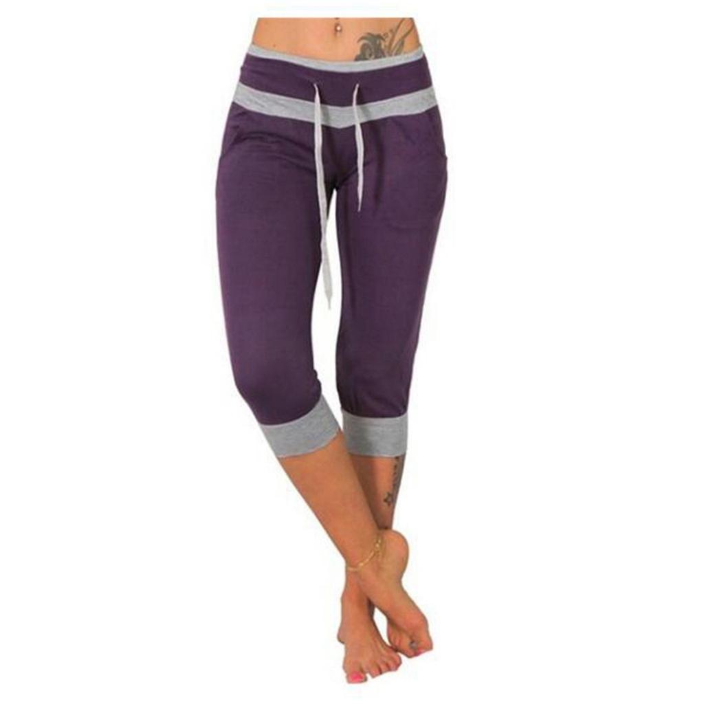 Female Summer High Waist Temperament Commuter Cropped Pants Color Matching Tight-fitting Casual Pants