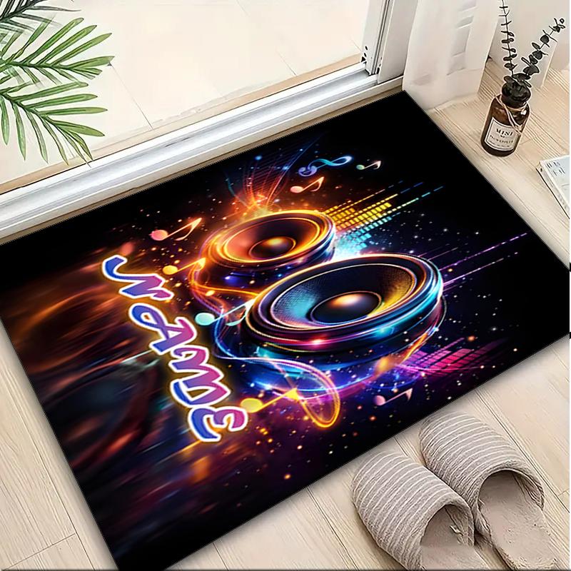 1PC Custom Name Music Night Party Theme Floor Mat Ideal for Living Room, Game Rooms, Office, Bedroom,Floor Mat Playful Design