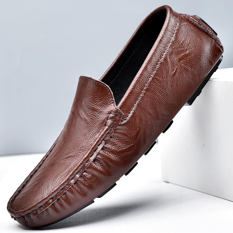 Fashion Men Loafer Shoes split Leather Slip-On White Sneakers Male Casual Brand Spring Men Loafers Driving Shoes Mocassin Zapatos Hombre