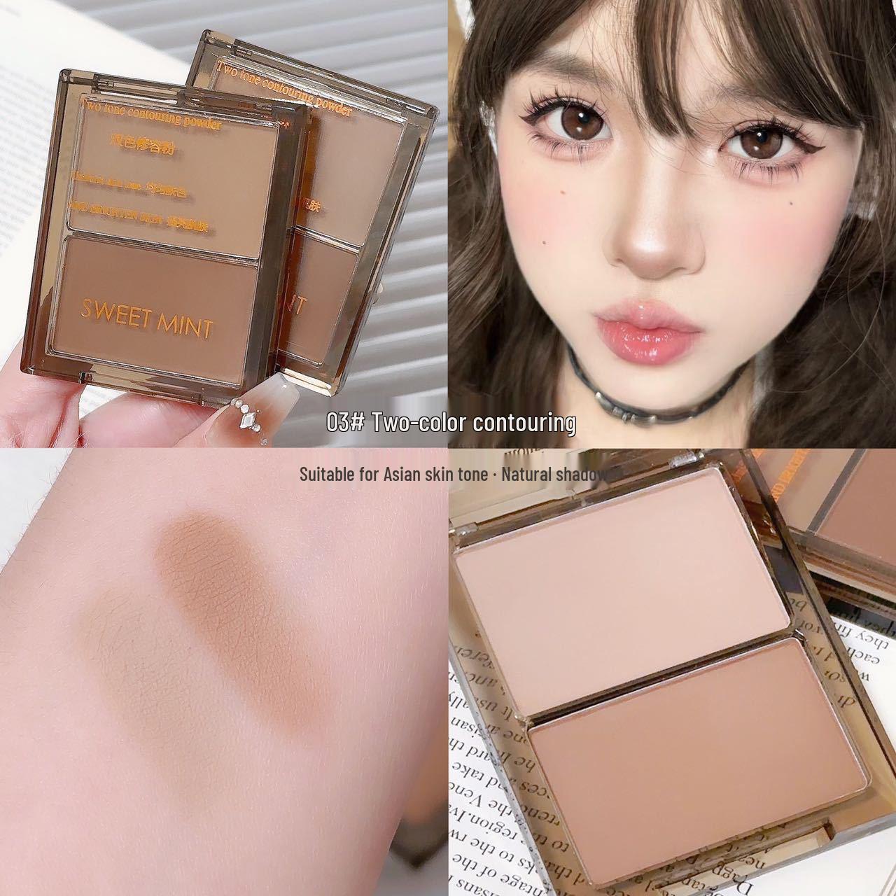 SWEET MINT Dual-Color Contour & Highlight Matte Palette for 3D Nose & Side Shadow 7.8g