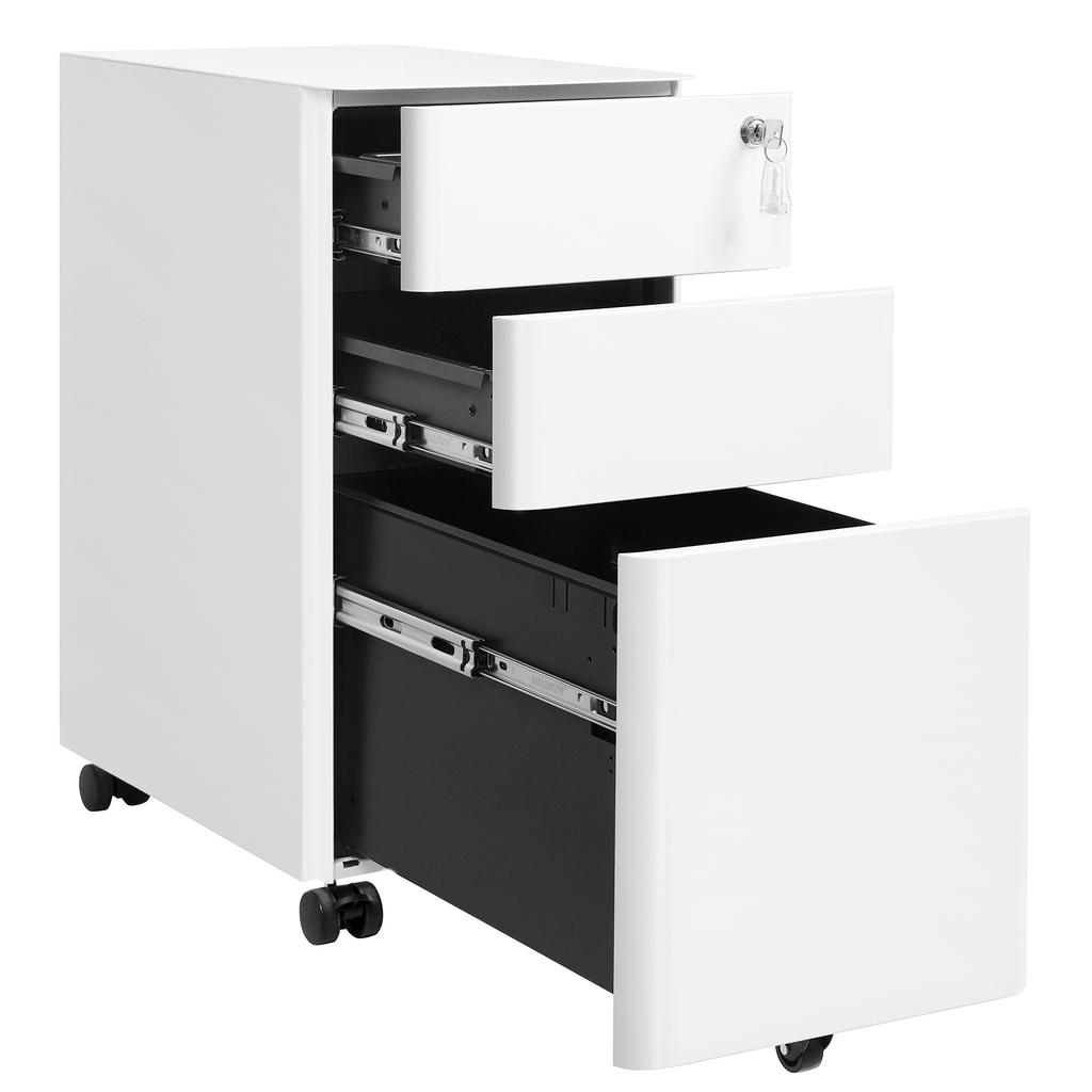 SONGMICS Mobile File Cabinet, Office Cabinet with Wheels and Lock, for A4, Legal, Letter Sized Documents, Hanging File Folders, White