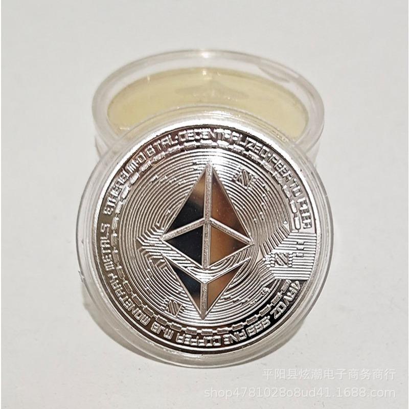 1PC Ethereum Bitcoin Virtual Commemorative Coin Metal Gold-plated Silver Commemorative Badge Exchange Gifts Advertising Gifts