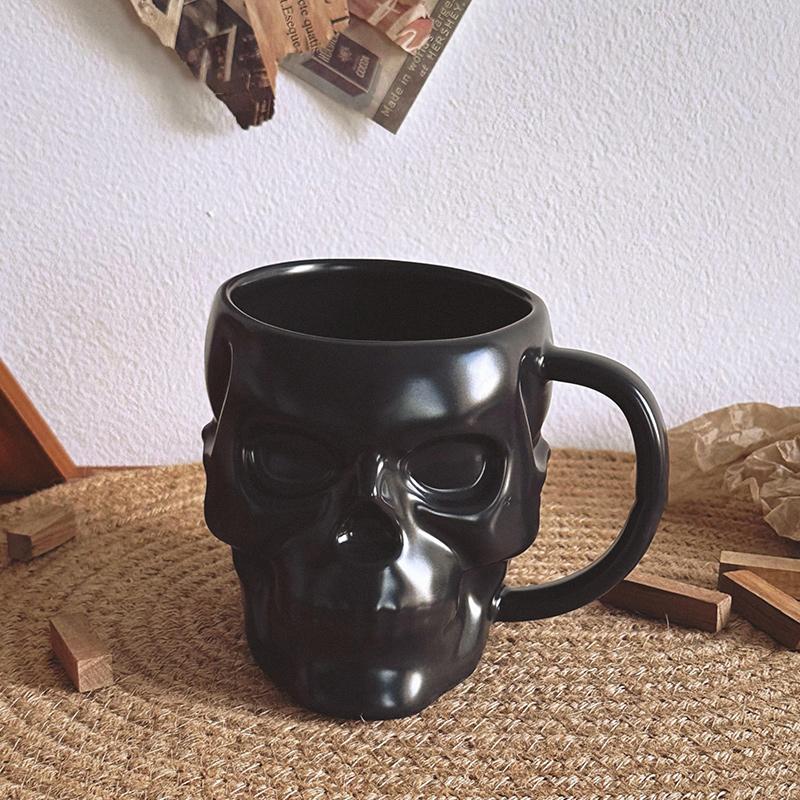 Dark Gothic Style Art Bone Skull Mug High-end Quirky Niche Design Cup Halloween Gift