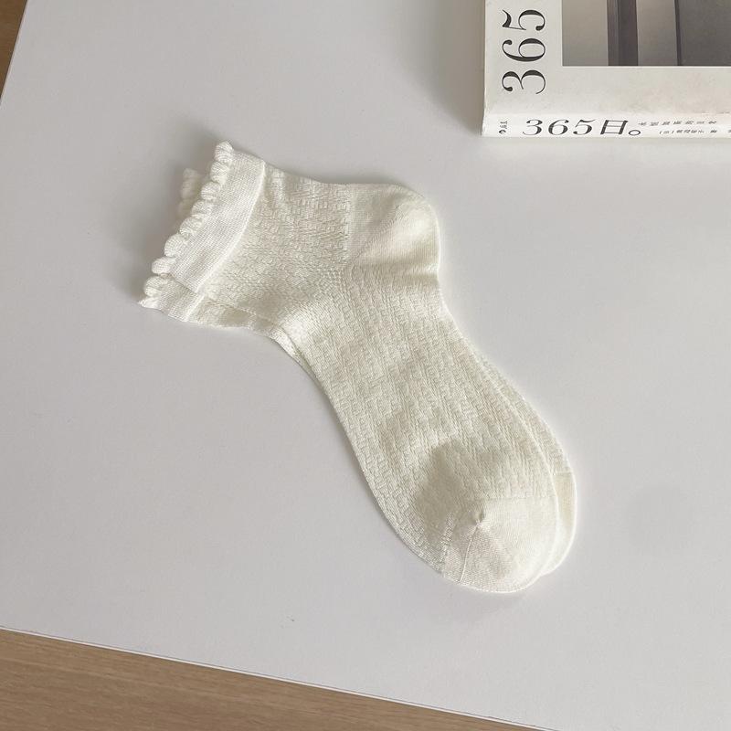 

5pair Hollow Mesh Short Tube Socks Women S Spring Summer Thin Ballet Style Solid Color Short Boat Socks Boneless Lace Socks Children One size fits all молоко, білий колір