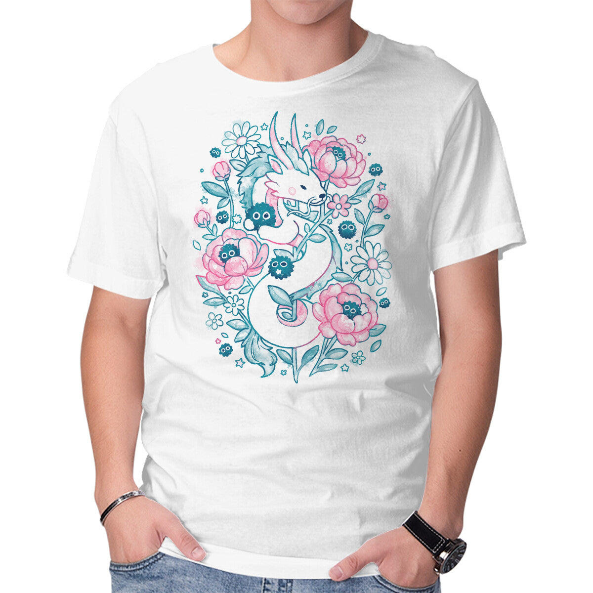 Unisex Crew Neck T-Shirt Blossom Spirit Graphic Short Sleeve Casual Tee M