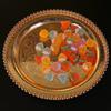 European Fruit Tray, Alloy Household Metal Round Shape High-Grade Relief Plate,Gold Snack Plate Home Table Decoration