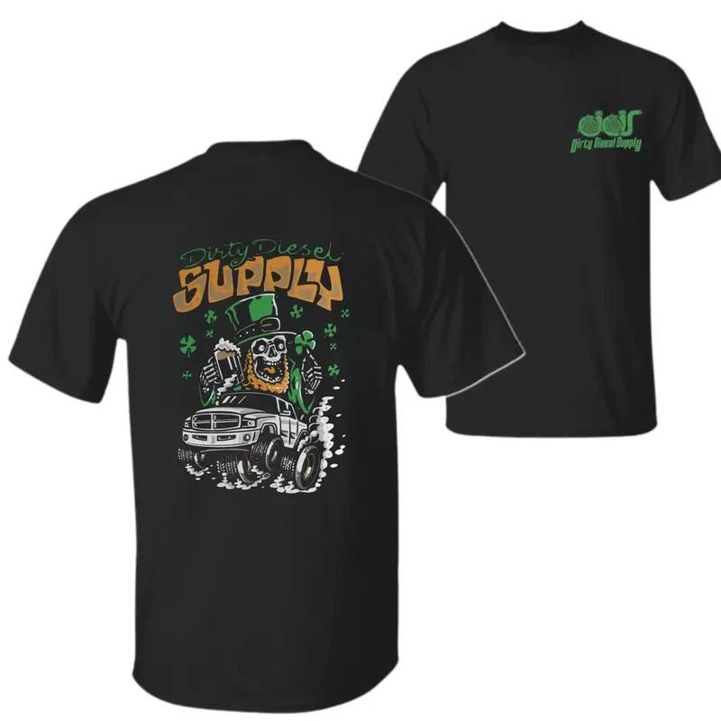 Dirty Diesel Supply St Patrick Truck T-Shirt – Black Graphic Tee Featuring Lepre XXL