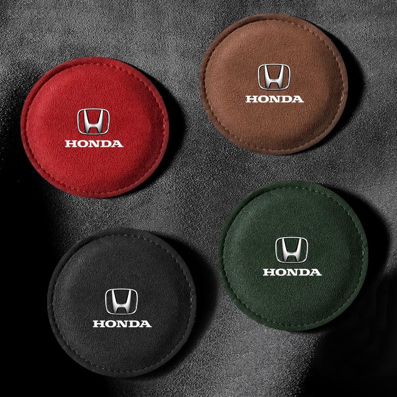 1/2Pcs Car Cup Holder Pad PU Leather Slot Non-slip Coaster Mat For Honda Fit Mugen Insight Type S R VTEC DOHC Modulo Vezel Legend RR Si