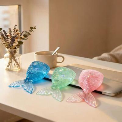 Juguete de Apretar Cola de Pez Transparente con Purpurina Cola de Pez Simulada Alivio de la Ansiedad Juguete Sensorial Bola Antiestrés de Elevación Lenta Gadgets de Descompresión
