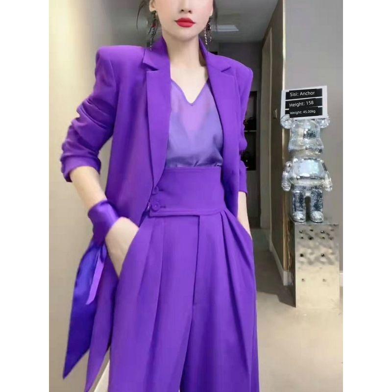 

Социалит Костюм Высокого Класса Интернет-Знаменитость Осенний Костюм Модный Стильный Повседневный Костюм Стройнящий Высокая Талия Свободные Брюки Костюм Мода Purple [single pants]] 2XL-120 -- 66.00kg