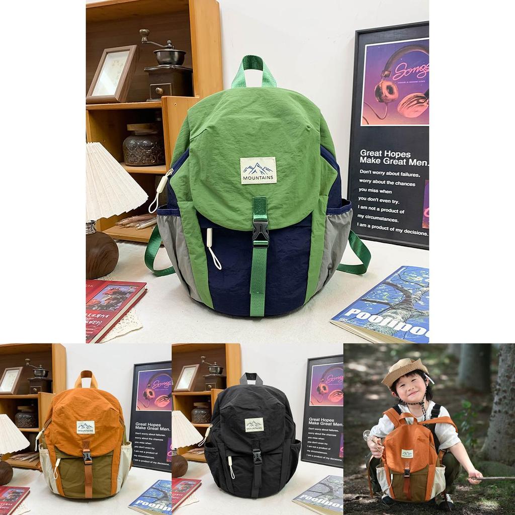 Kids Nylon Backpack For Kindergarten With Color Blocking Design For Daily Use