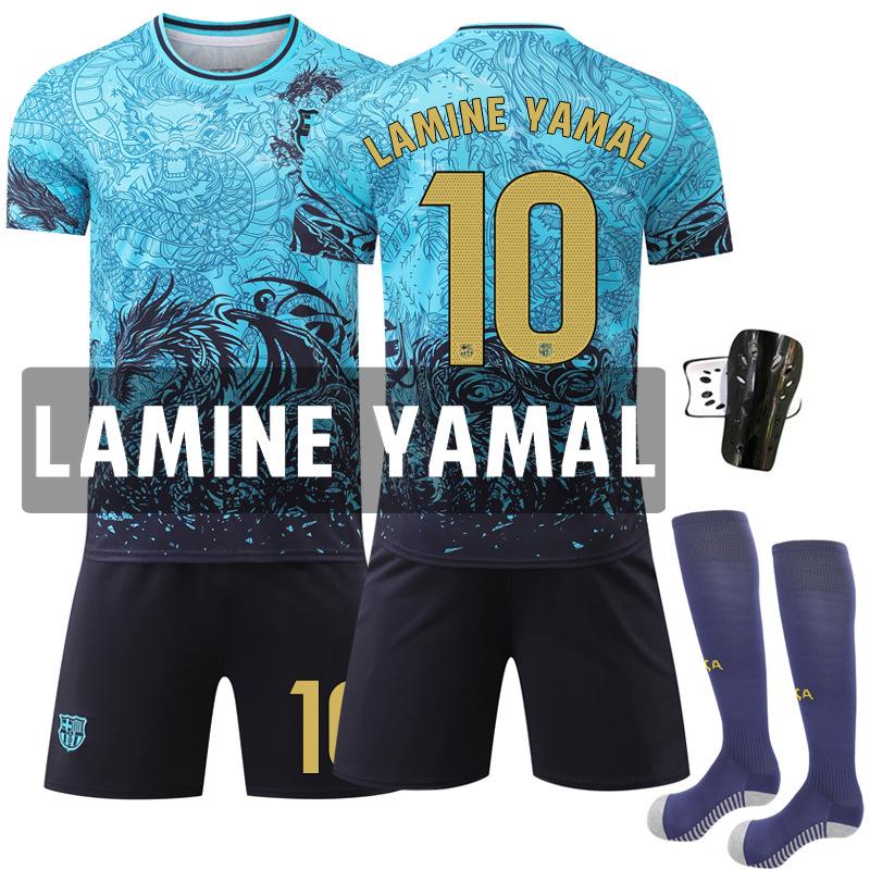 19 Yamal Jersey Sportteam Uniform Draak Ontwerp Barca Speciale Editie Voetbal Kit Set voor Mannen Vrouwen Kinderen