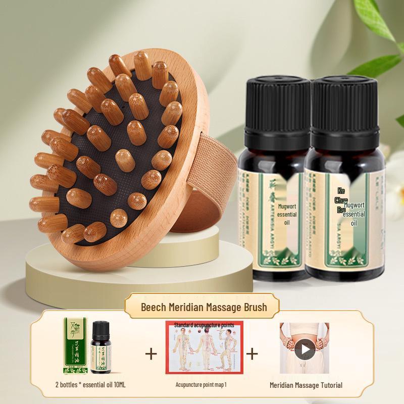 Universal Slimming Gua Sha Massager: Body & Legs Wooden Brush with Therapy Comb and Soft Cushion
