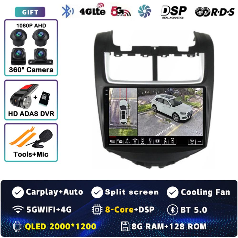 9" Android 14 Carplay Car Radio For Chevrolet Aveo 2014 - 2017 Multimedia Video Player Navigation GPS Stereo 2Din DVD 360 Camera
