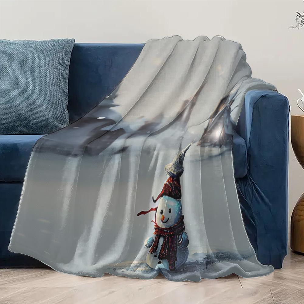 Tuniu Cute snowman plush blanket for winter sofa bed bedroom throw warm soft comfortable gift