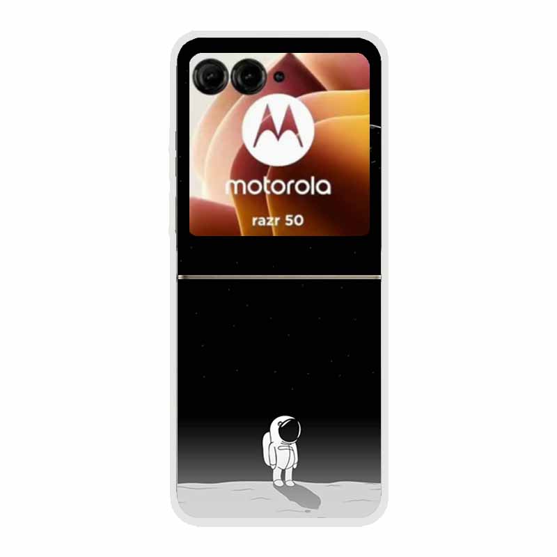 For Moto Razr 50 Case Clear Plastic Hard Painted Space Transparent Phone Covers for Motorola Razr 60 50 Coque Razr 2024 PC Cases
