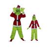 (Child-130cm) Grinch Costume Halloween Christmas Santa Cosplay Scary Green Hair Monster