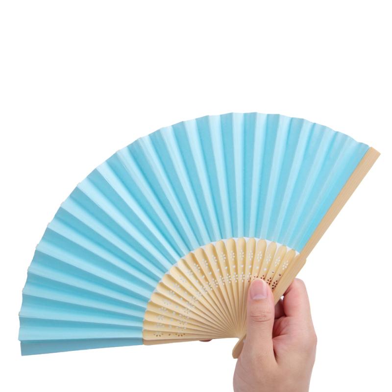 20pcs Colorful Paper Fan Handmade Foldable Children Painting Fan Practical Cooling Tool