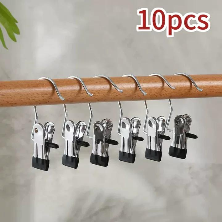 

Multifunctional Clothes Pegs Clip Black Stainless Steel Clothespins Hook Portable Hanging Clothes Clip Pants Storage