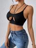 New European & American Halter Sling Hollow Out Sexy Crop Top for Women