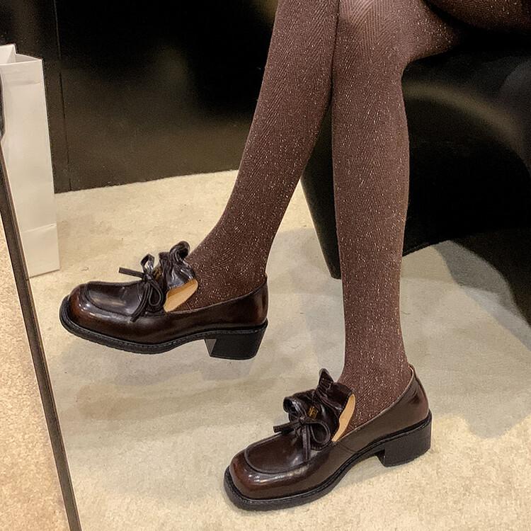 Slipper Mary Jane schwarz Spitze kleine Lederschuhe mit Schleife Einzelschuhe 2025 Herbst neue Damenschuhe