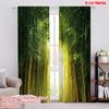 2pcs,2D Plane Printing Curtains Roller Blinds Bamboo Sunrise Versatile Durable Polyester (without Rod) Home Decor for Living