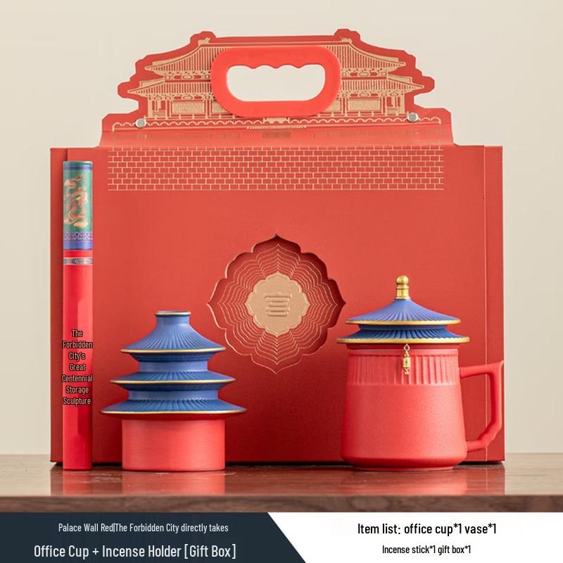 

Haofeng Forbidden City Ceramic Office Teacup & Incense Holder Set