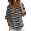 Damen V-Ausschnitt Kurzarm T-Shirt, Vintage Blumenprint Lockere Passform Lässiges Baumwoll-Leinen Oberteil