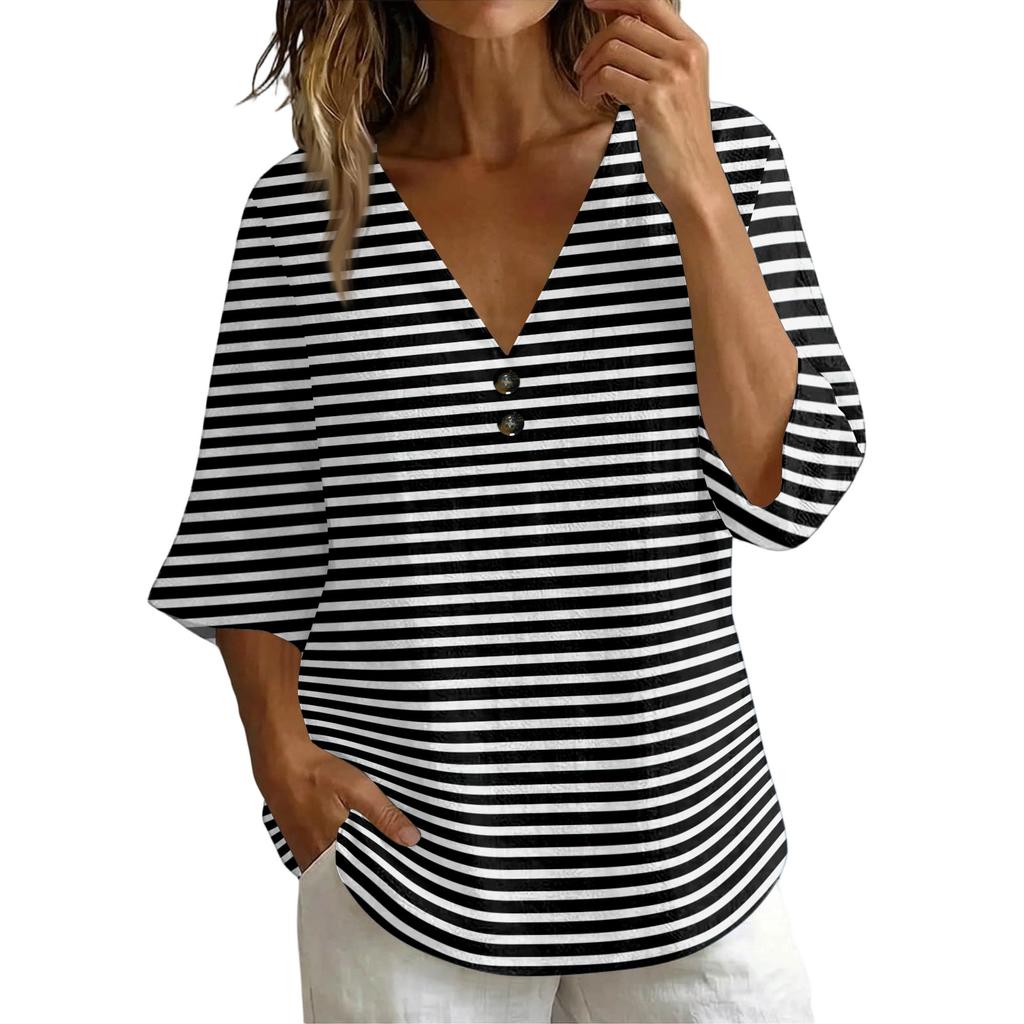 Damen V-Ausschnitt Kurzarm T-Shirt, Vintage Blumenprint Lockere Passform Lässiges Baumwoll-Leinen Oberteil