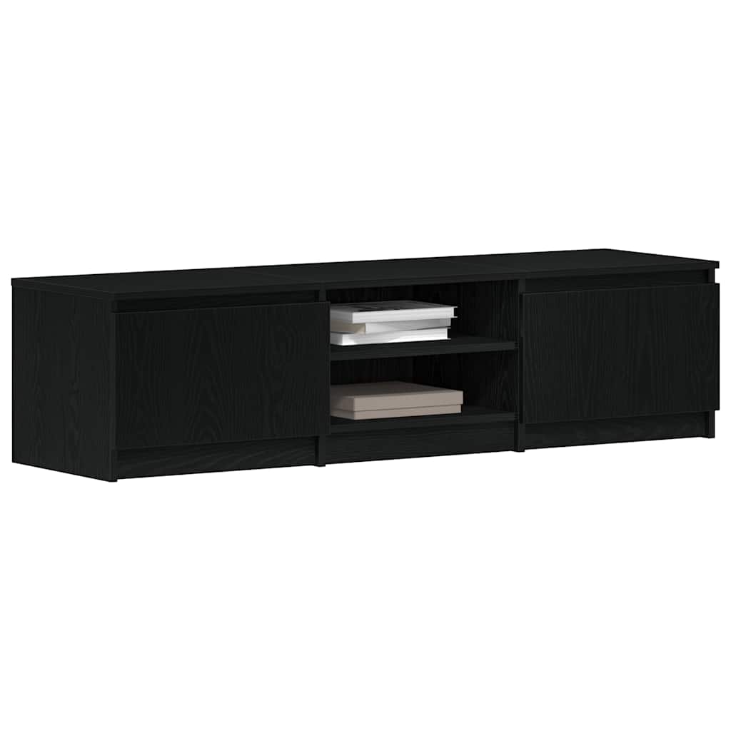 TV Stand Black Oak Effect 140 x 40 x 36 cm Engineered Wood