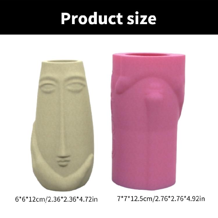 Resin Vase Mold Flower Vase Molds Silicone Flowerpot Mold Human Face Shape Ornament Molds for Hand-Making Flowerpot