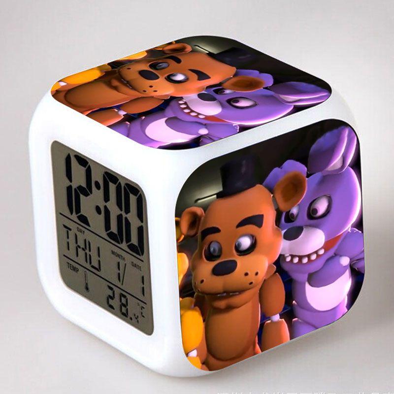 Bear Multifunction Fnaf 7color Digital Alarm Clock Led Watch Alarm Cube Clock