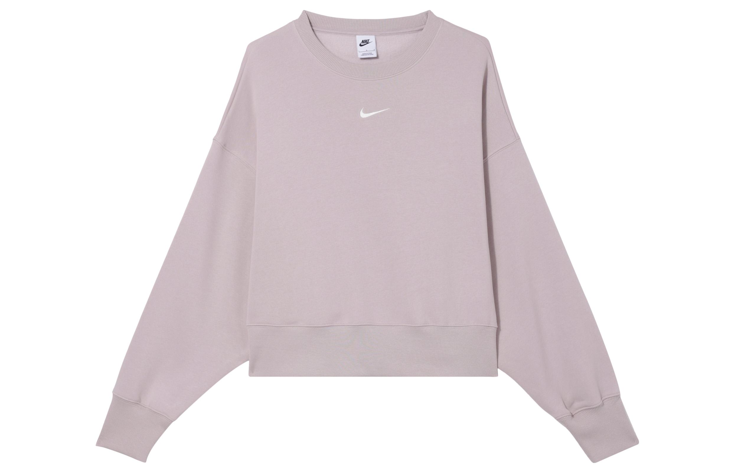 Nike Sweatshirts Women s White Gold Violet Crew Neck Moderate Regular DQ5762-019 M