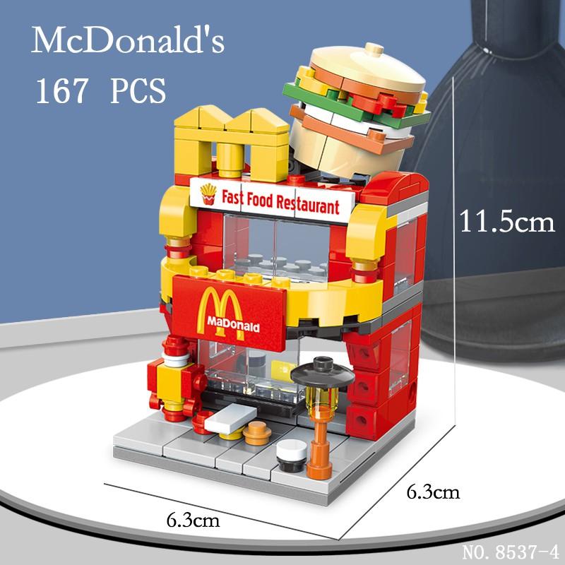 208pcs Mini City Street View Building Blocks McDonald's House Model Building Blocks Compatible with Children's Educational Toys