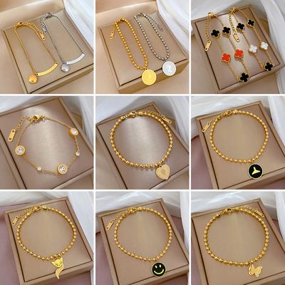 Furnace Real Gold Zircon Hip-Hop Bracelet Gold Fashion Temperament Korean Version Simple Luxury Niche