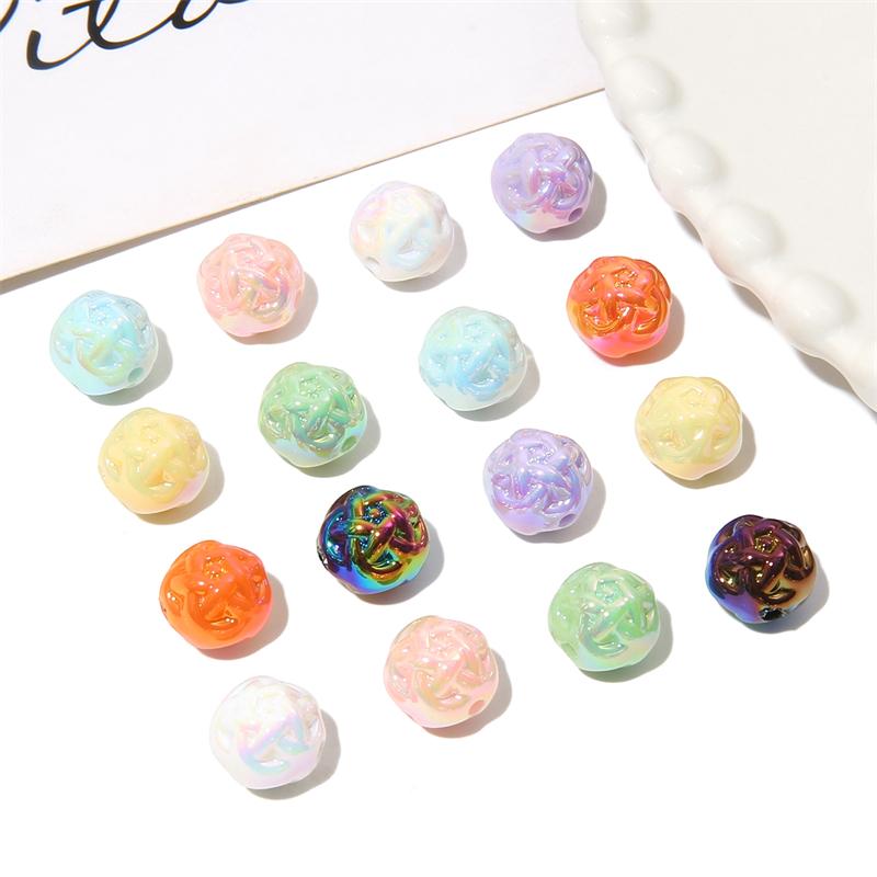 Acrylic Milk Series Small Wool Flower Ball Beads for DIY Jewelry 5 Pcs